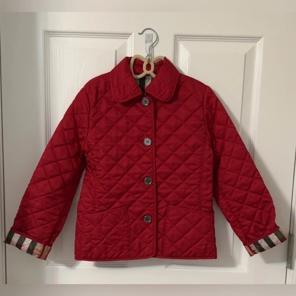Burberry Kids Red Quilted Puffer Jacket